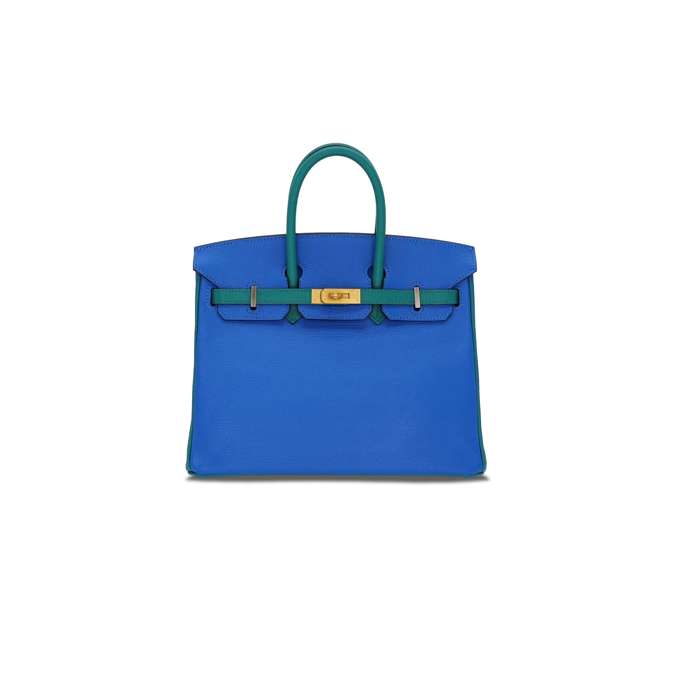 H**me5 BIRKIN 30 EPSOM ELECTRIC BLUE AND PEACOCK GREEN GOLD BUCKLE H028369CK13 (30*23*15cm) Master Quality